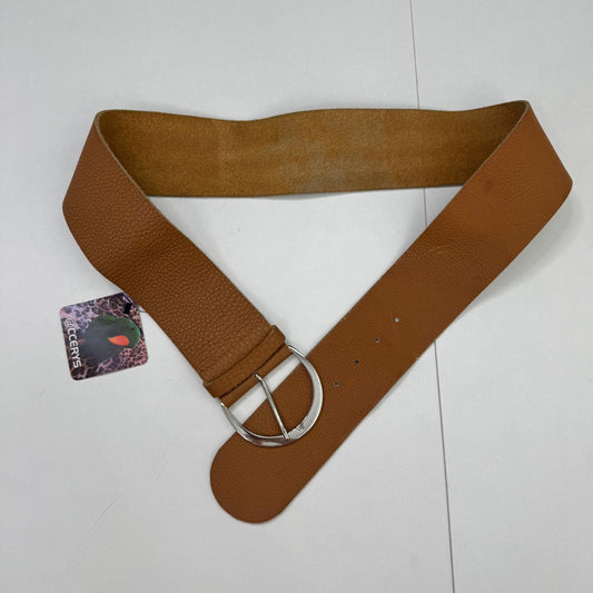 Y2K vintage 100% genuine leather belt oversized chunky grained textured tan