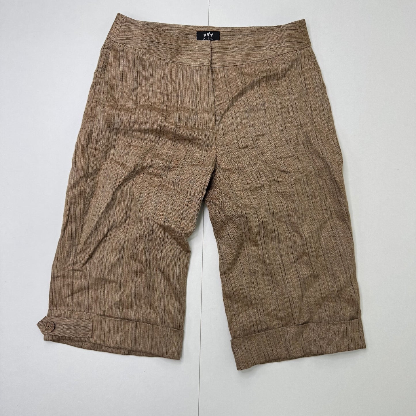 Y2K vintage capri trousers cropped linen pinstripe buttons stripe tailored