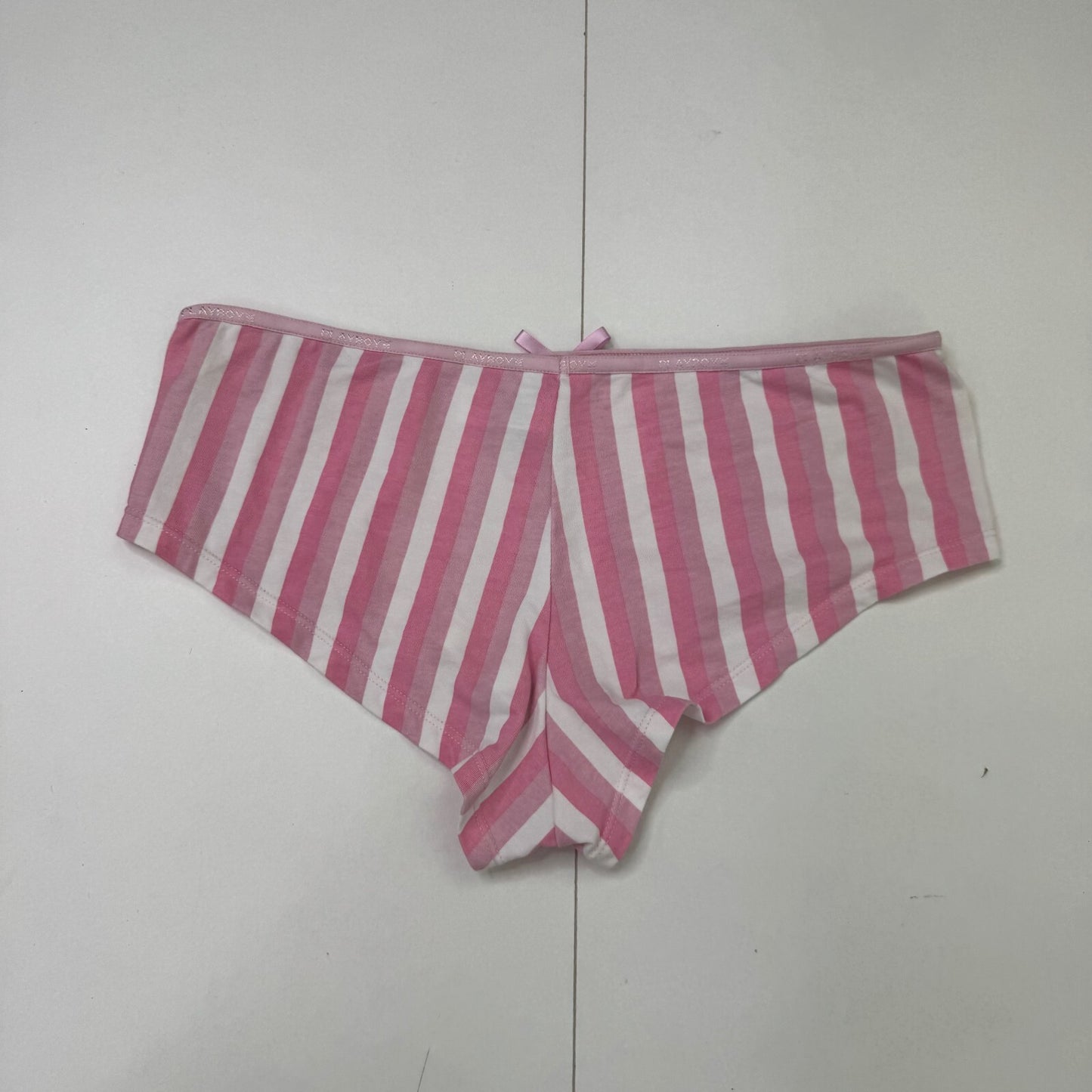 Y2K vintage Playboy knickers pants stripe pink white bow