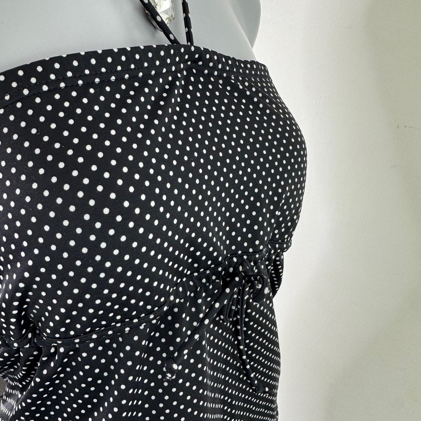 Y2K vintage tankini top polka dot halter neck bow swim