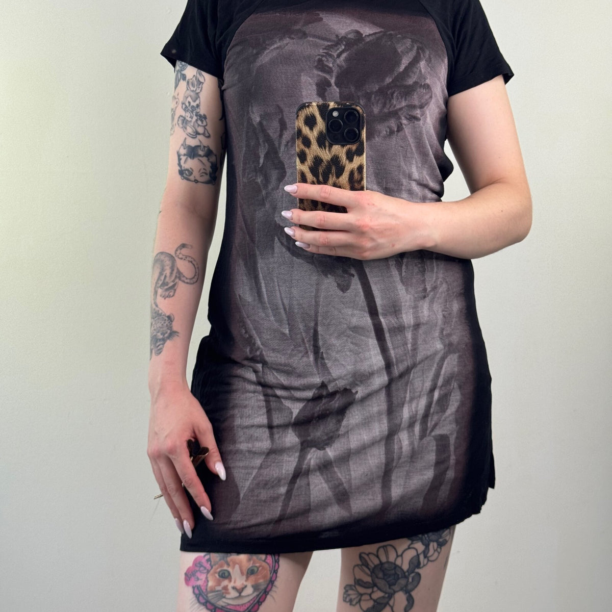 Y2K vintage Ted Baker long t-shirt short sleeve top floral graphic print tunic