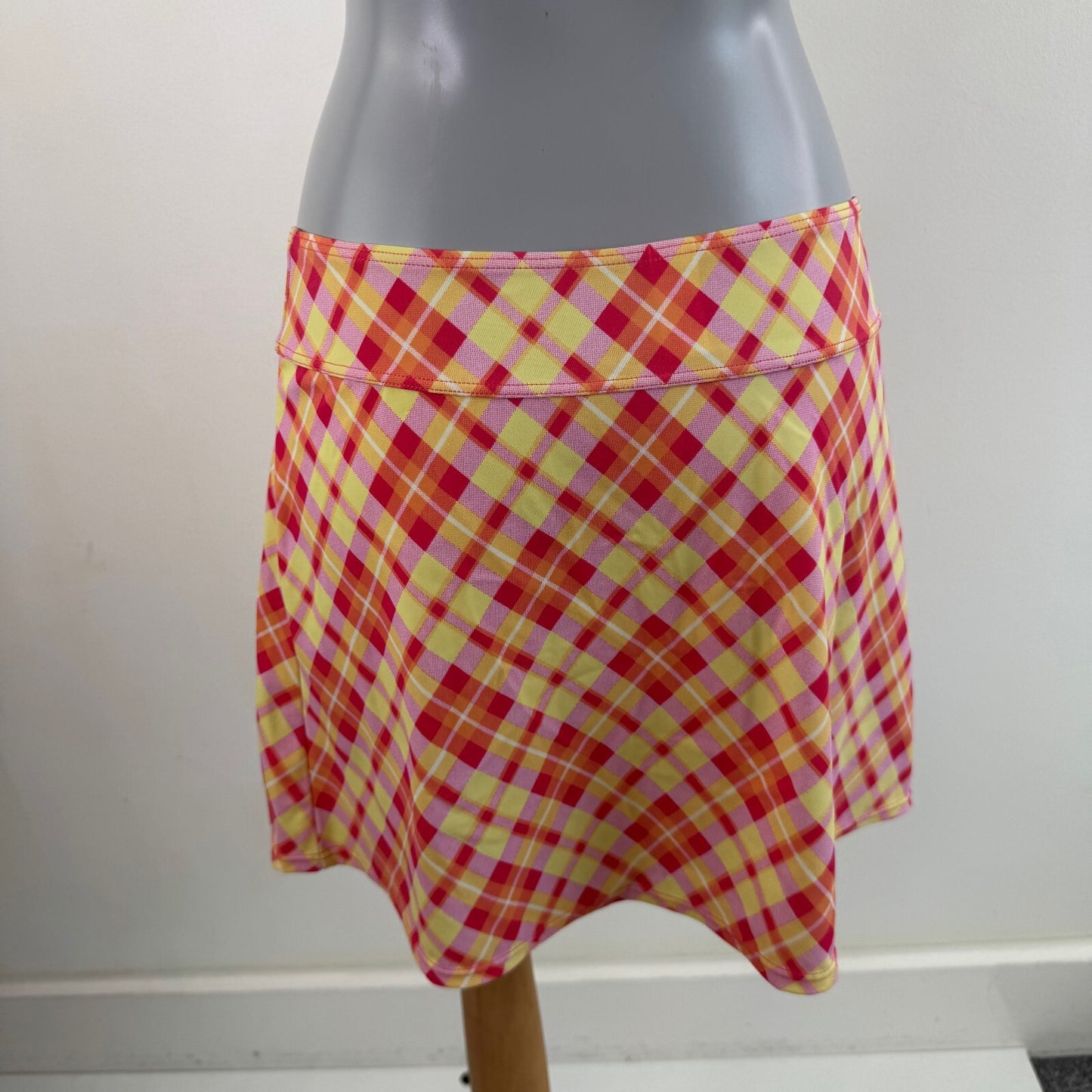 Y2K vintage swim mini skirt cover up tartan check print