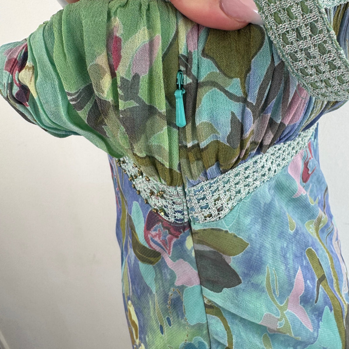 Y2K vintage Per Una maxi dress fairy floral beaded a line beaded rhinestone gems