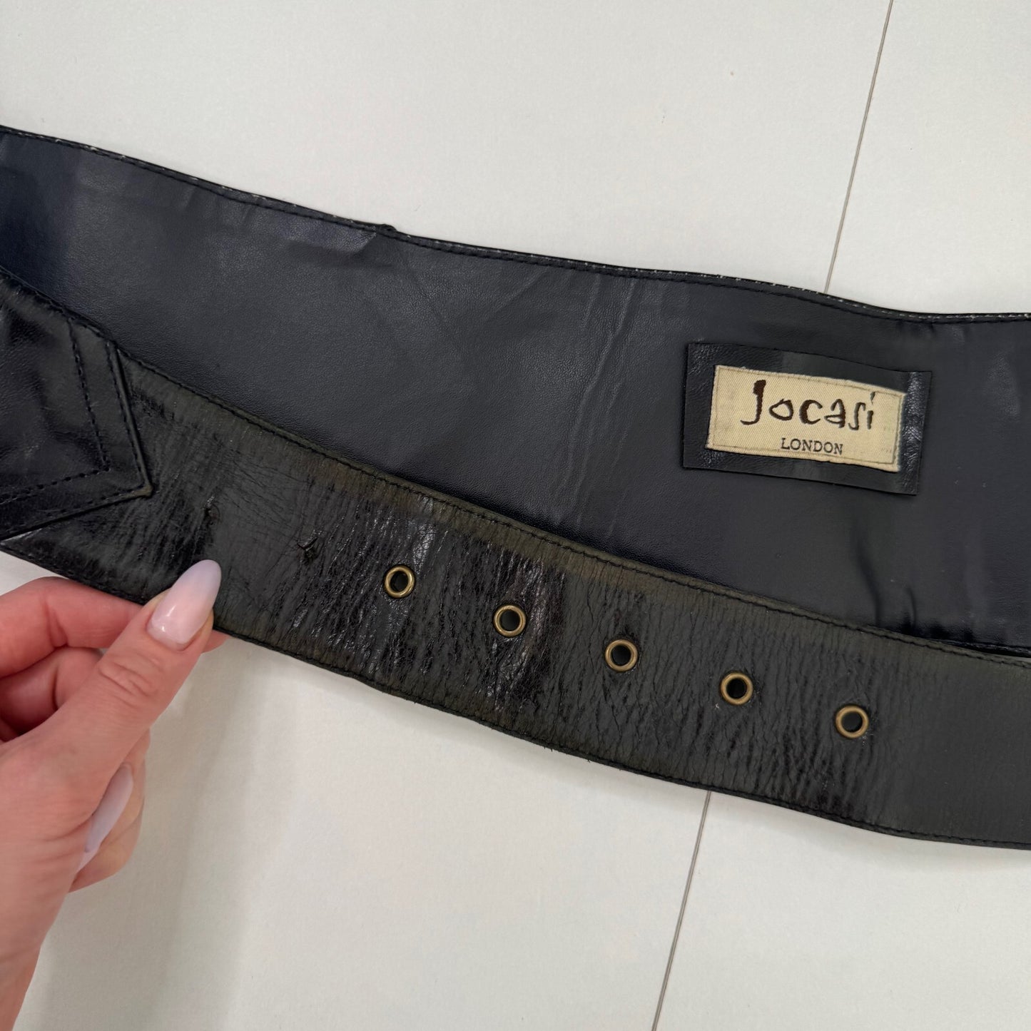 Y2K vintage genuine leather belt chunky oversize square buckle