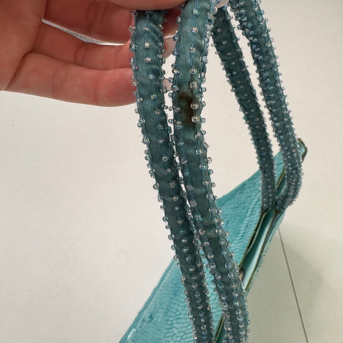 Y2K vintage sequin shoulder bag small turquoise blue beaded