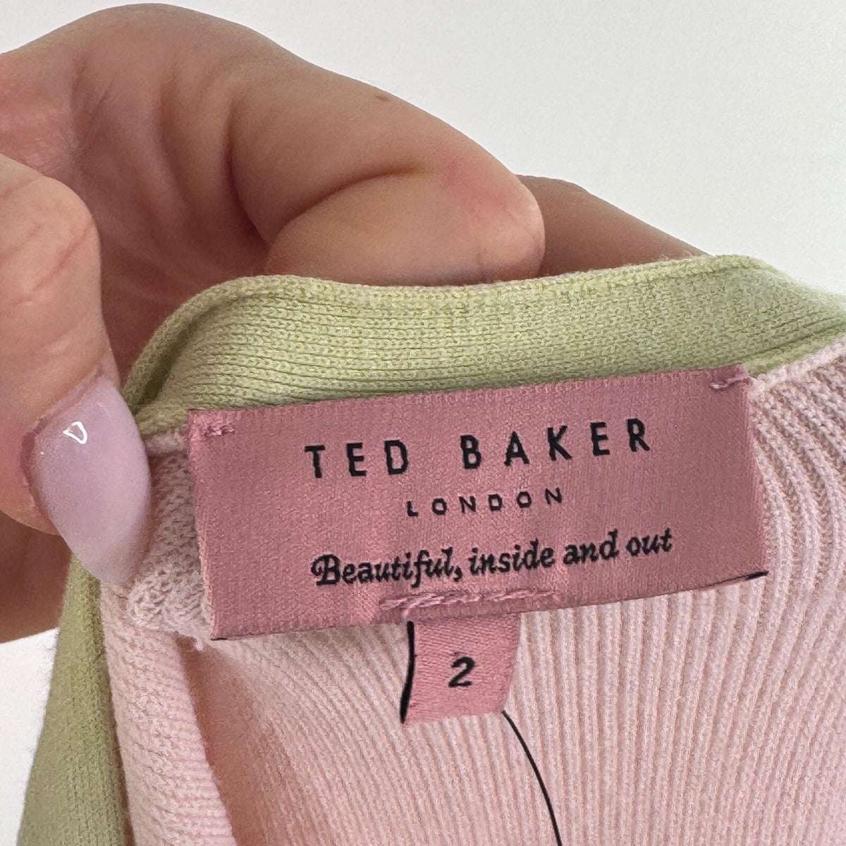 Y2K vintage Ted Baker peplum top ribbed fitted frilly ruffle sleeveless