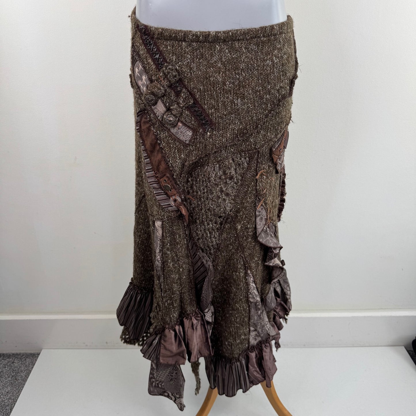 Y2K vintage Juju & Christine maxi skirt patchwork boho fairy wool knit blend