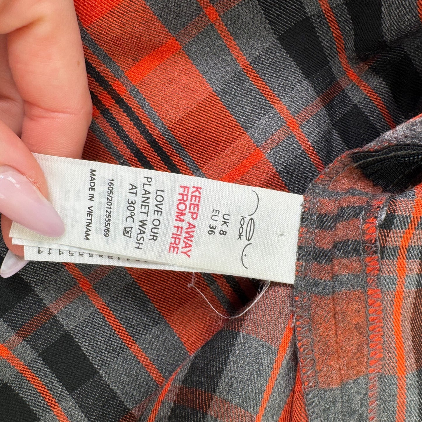 Y2K vintage mini skirt tartan frilly layered faux leather buckle grey orange