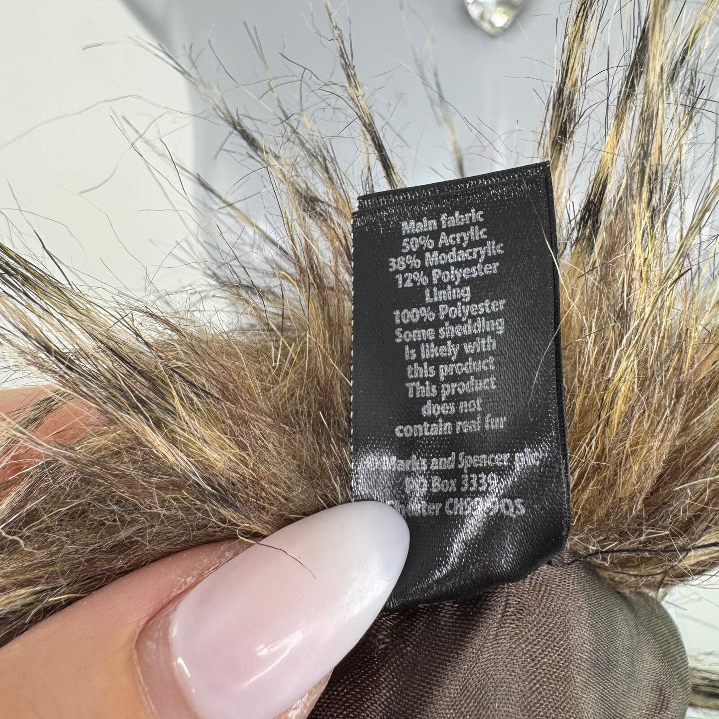 Y2K vintage Per Una faux fur scarf raccoon pattern short length brown