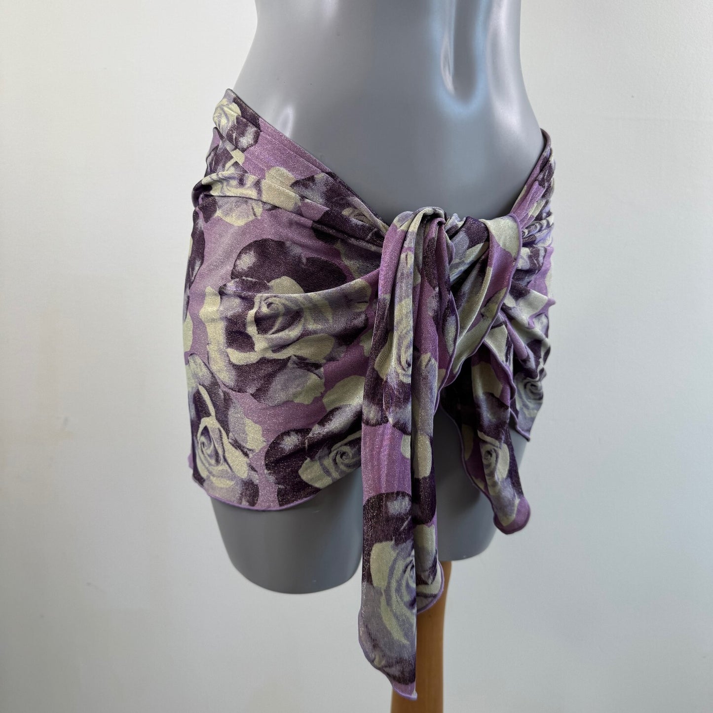 Y2K vintage sarong cover up beach swim rose floral pattern sparkly