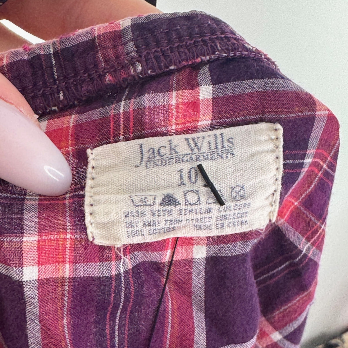 Y2K vintage Jack Wills cami top tartan print purple pink v neck bow babydoll