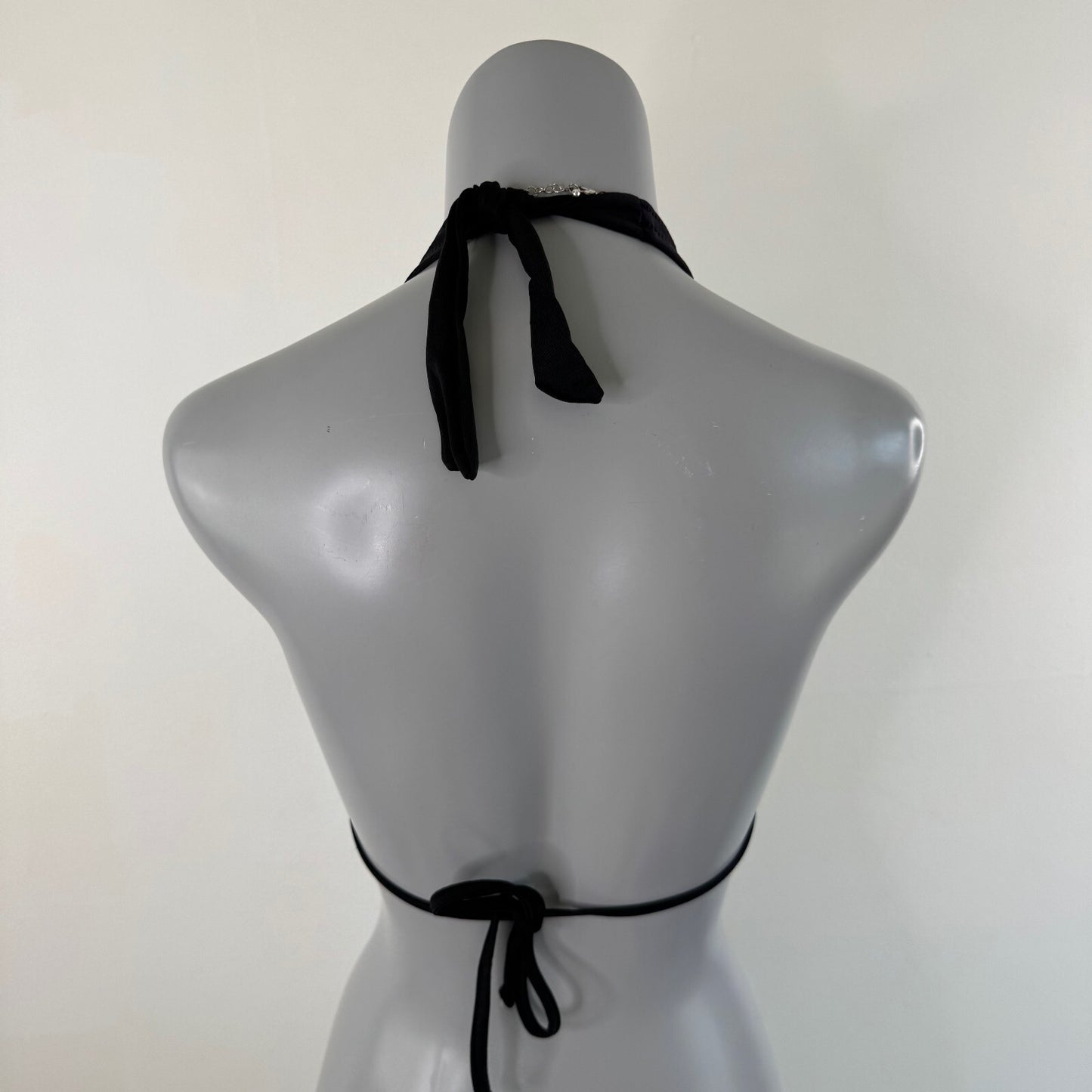 Y2K vintage bikini top halter neck floral embroidered tie bow
