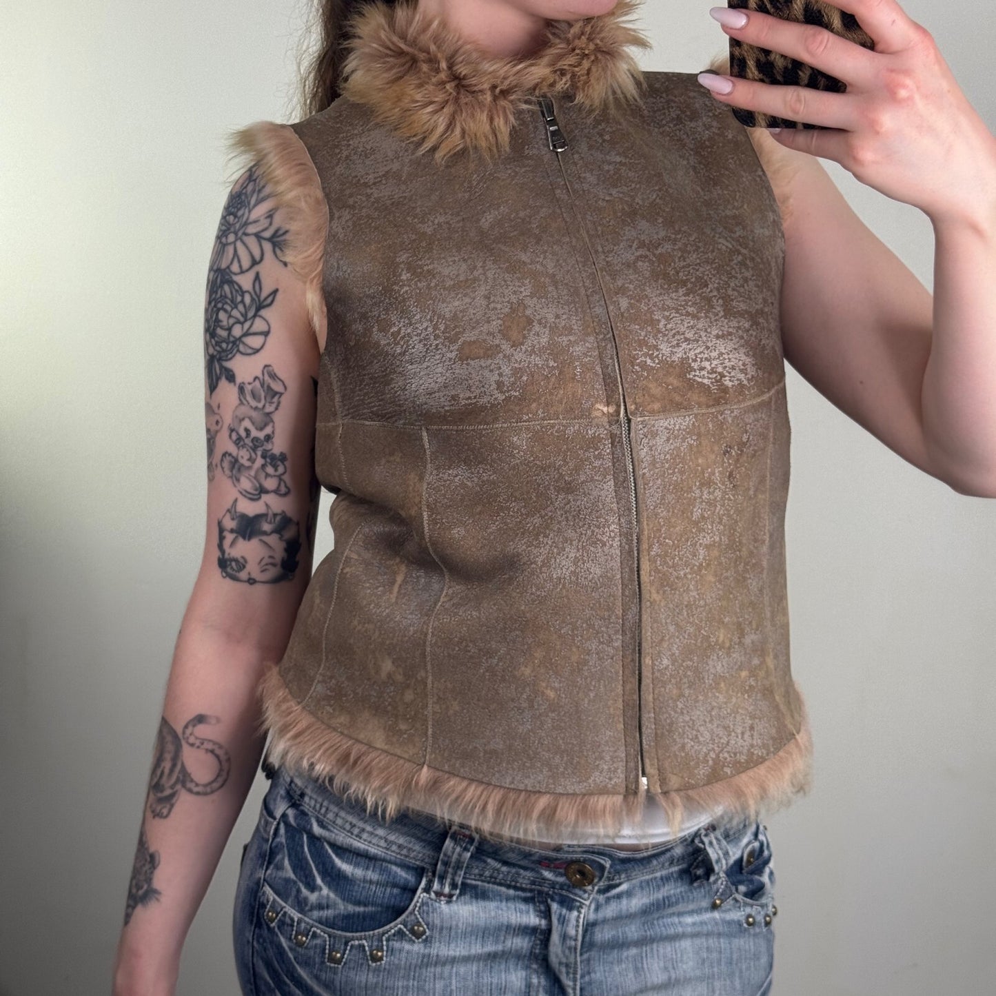 Gushlow & Cole Reversible Toscana Shearling Gilet Genuine Sheepskin Tan Luxury