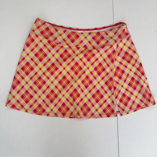 Y2K vintage swim mini skirt cover up tartan check print