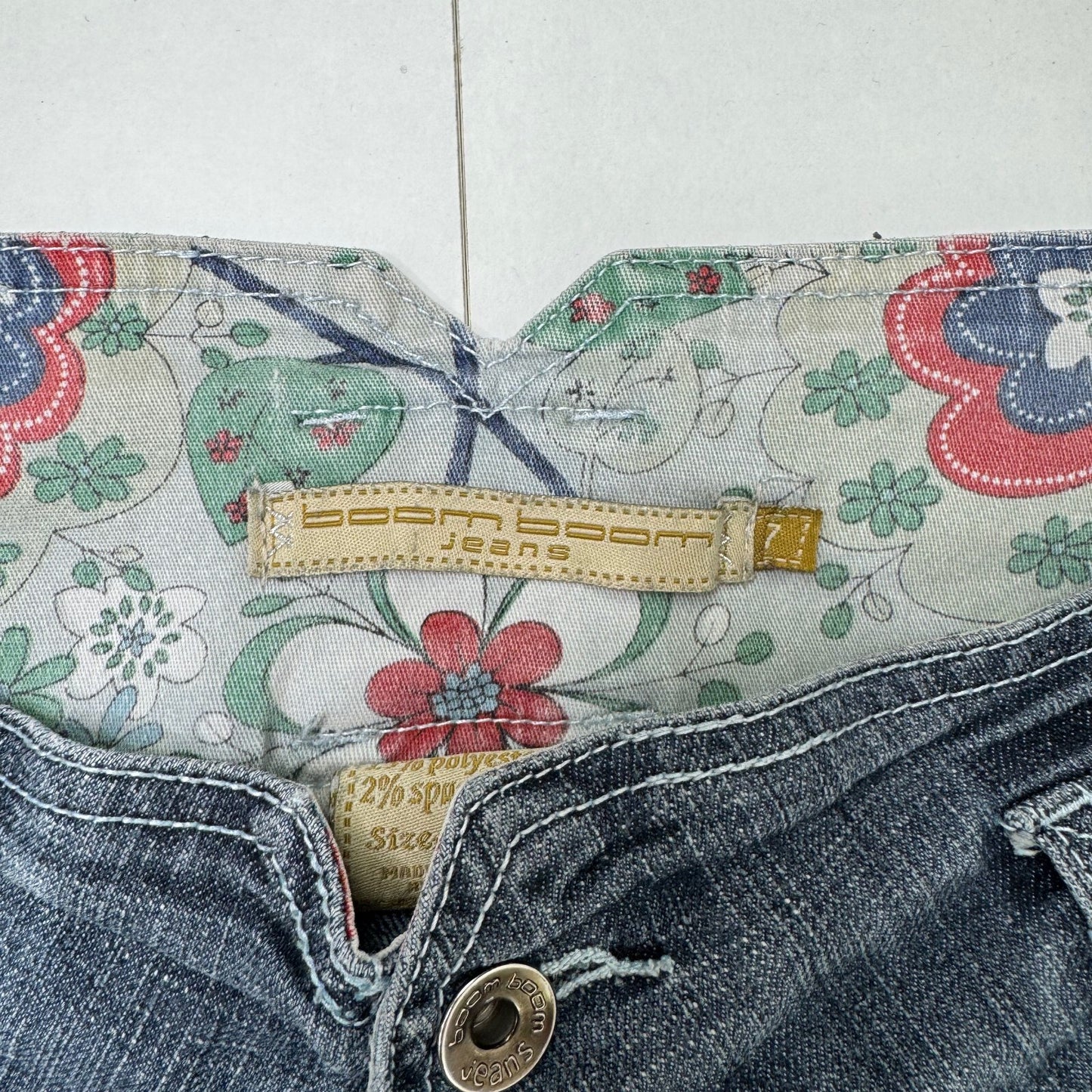 Y2K vintage low rise denim jeans baggy faded mid blue wash cargo pockets