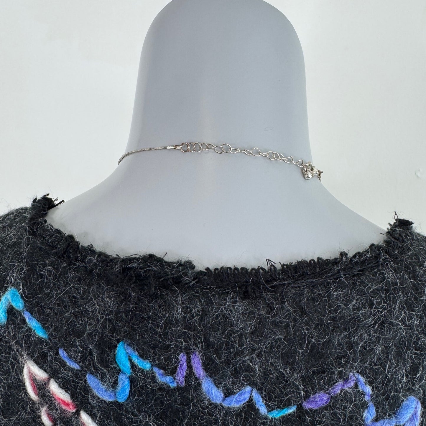 Y2K vintage mohair wool cardigan blend abstract pattern floral long scoop neck