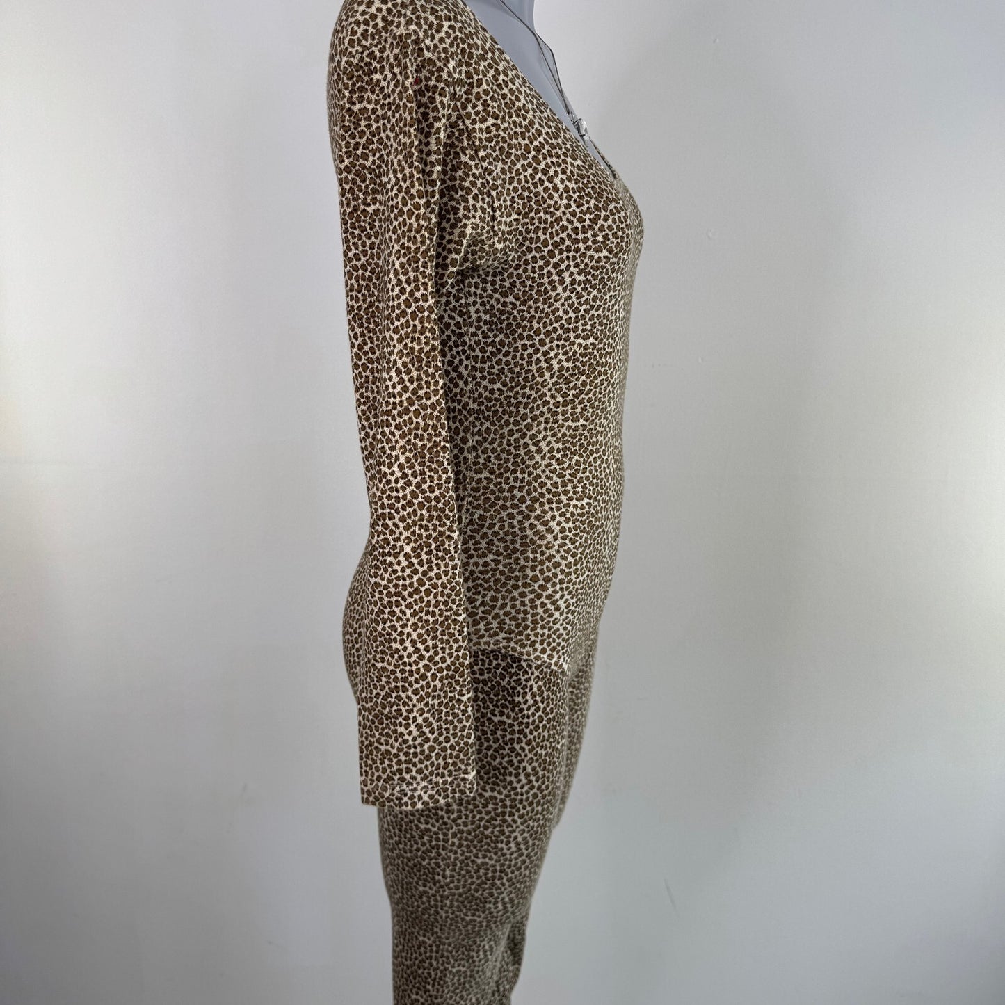 Y2K vintage leopard print bodysuit matching leggings long sleeve stretchy