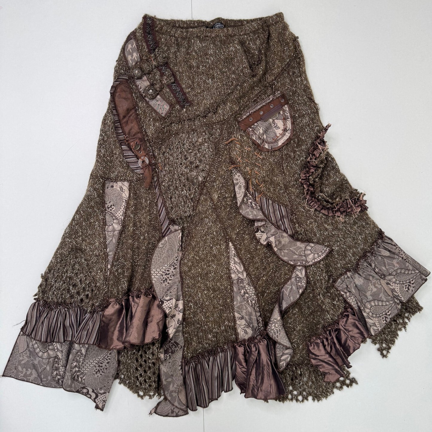 Y2K vintage Juju & Christine maxi skirt patchwork boho fairy wool knit blend