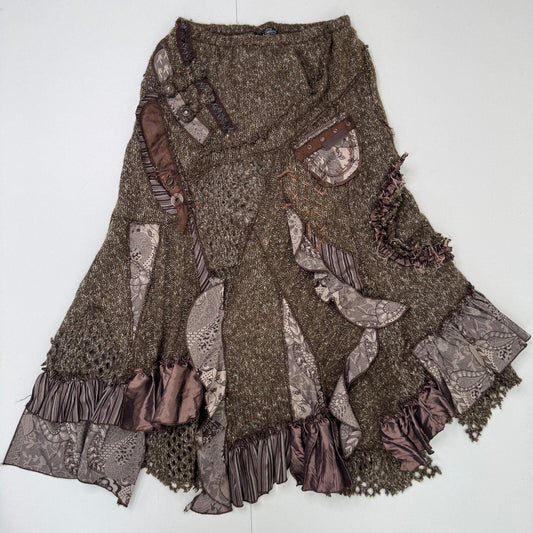 Y2K vintage Juju & Christine maxi skirt patchwork boho fairy wool knit blend