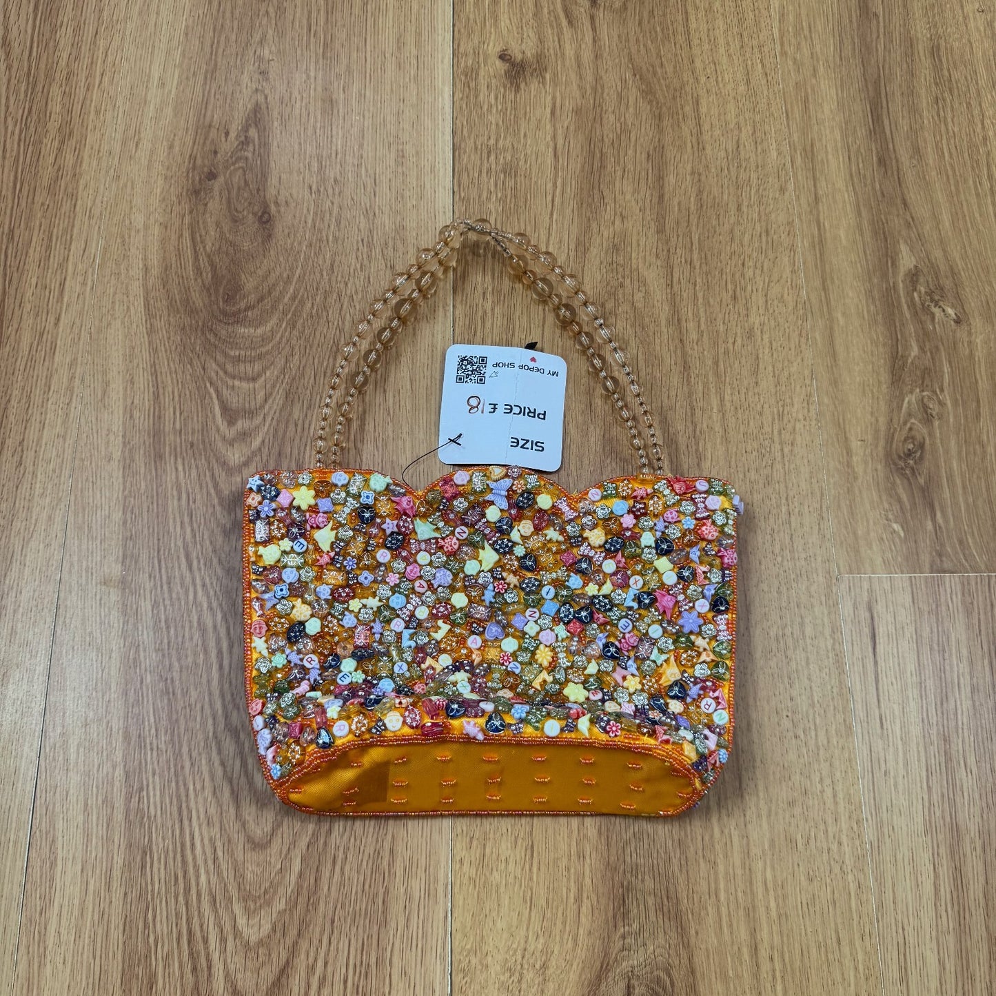 Y2K vintage handbag beaded embellished orange multi