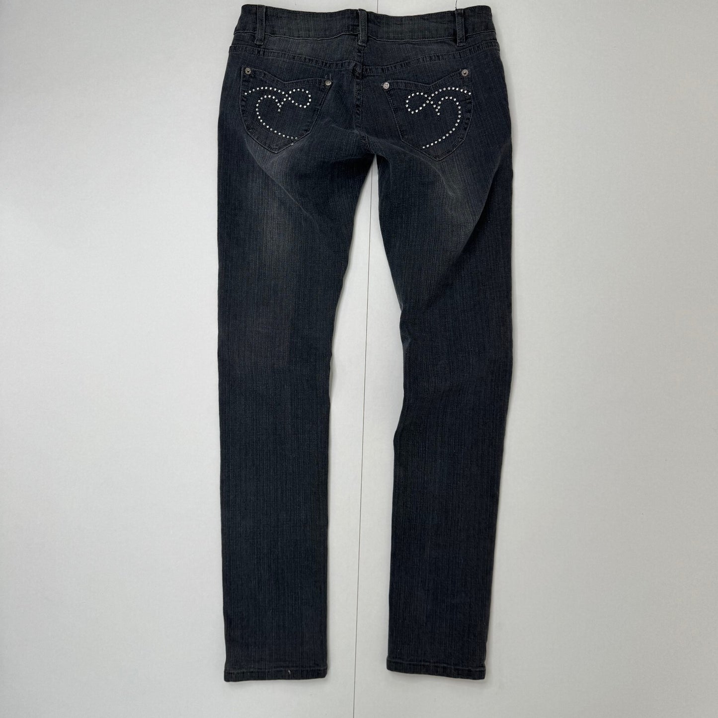 Vintage Jane Norman low rise denim jeans skinny stretchy rhinestone