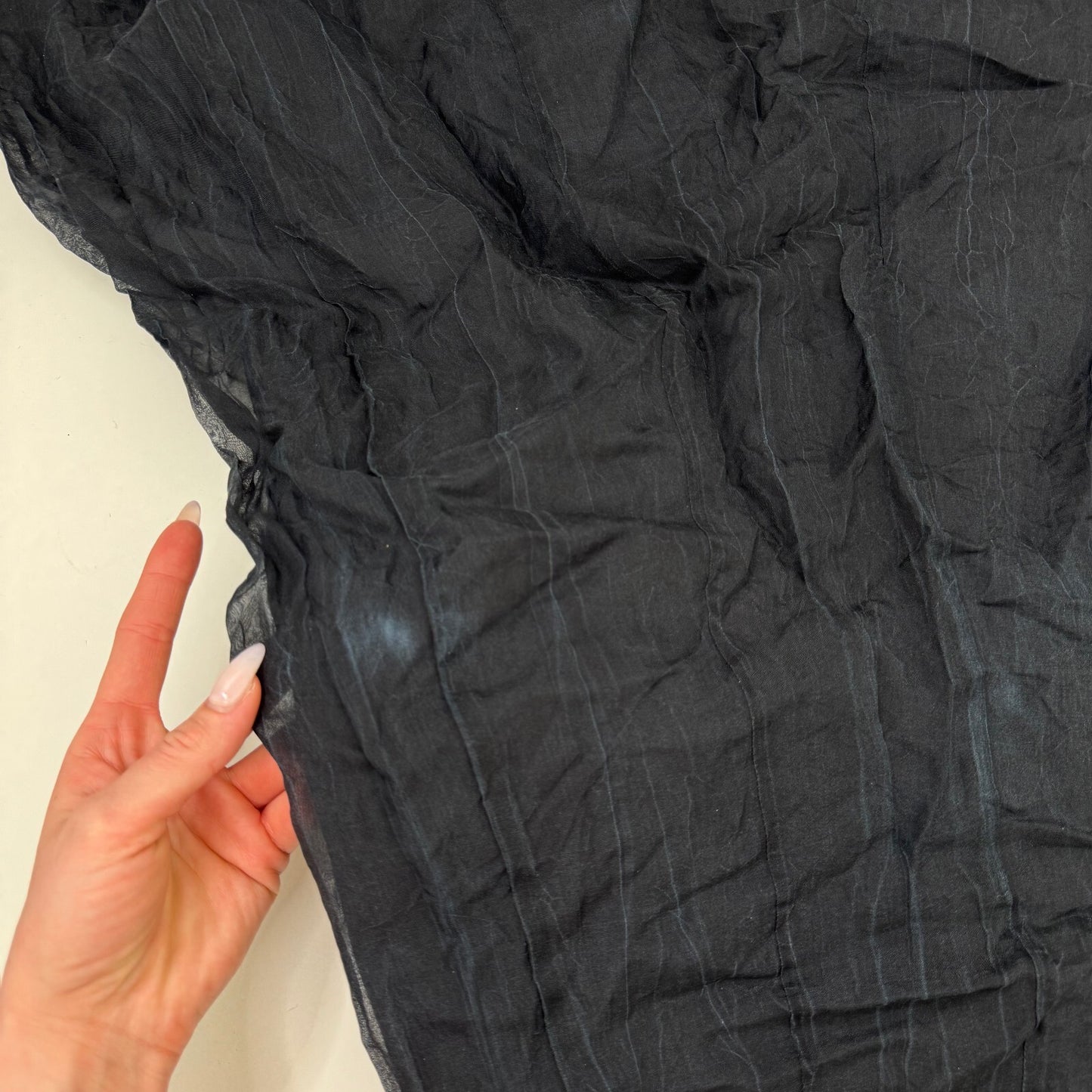 Y2K vintage 100% silk maxi skirt a line double layer black crinkle