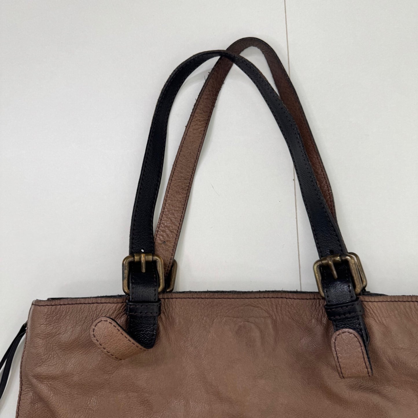 Vintage Gerard Darel Genuine Leather Large Shoulder Tote Bag Buckle Slouchy Boho
