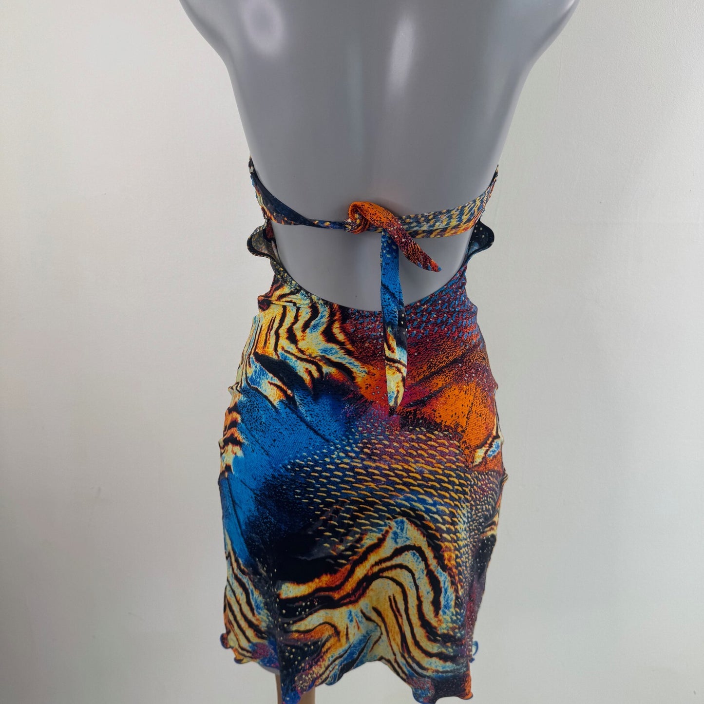 Y2K vintage swimwear dress cover up strapless abstract animal print mini short