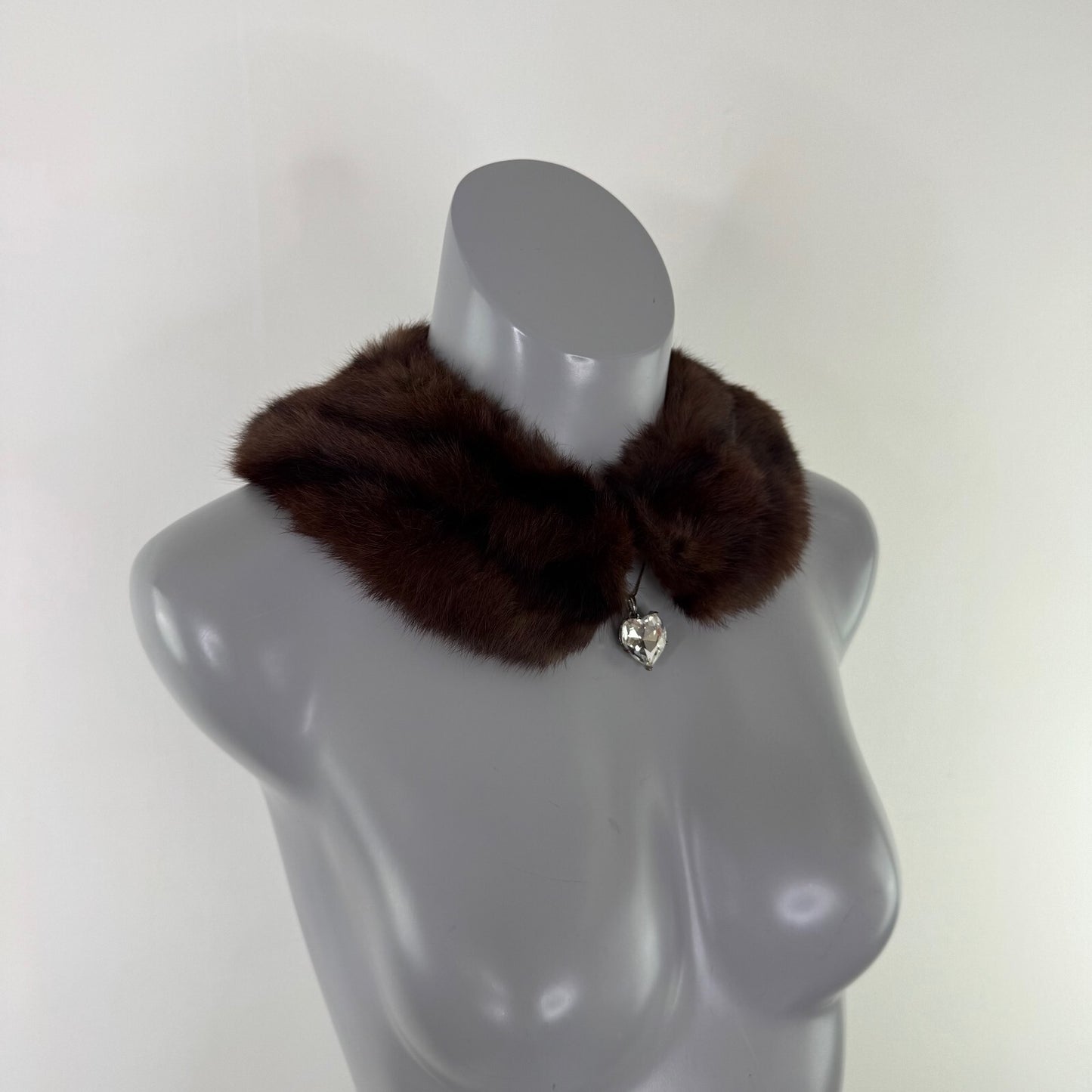 Vintage genuine fur collar trim scarf brown stripe