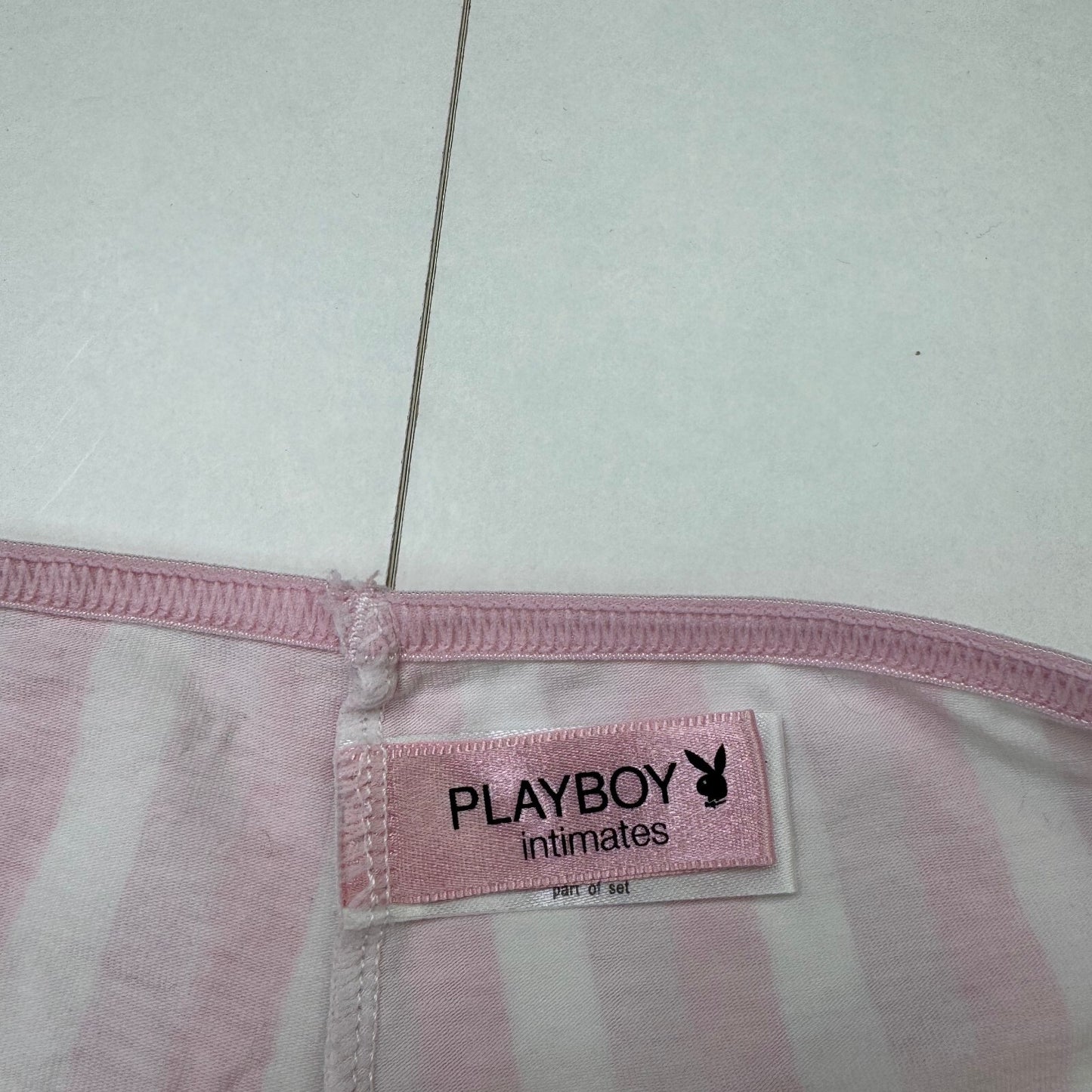 Y2K vintage Playboy knickers pants stripe pink white bow