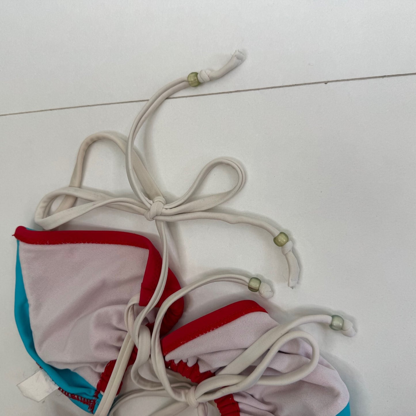 Y2K vintage halter neck bikini top sporty beaded tie bow
