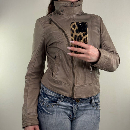 Y2K vintage Ted Baker high neck zip up leather jacket moto archive asymmetrical