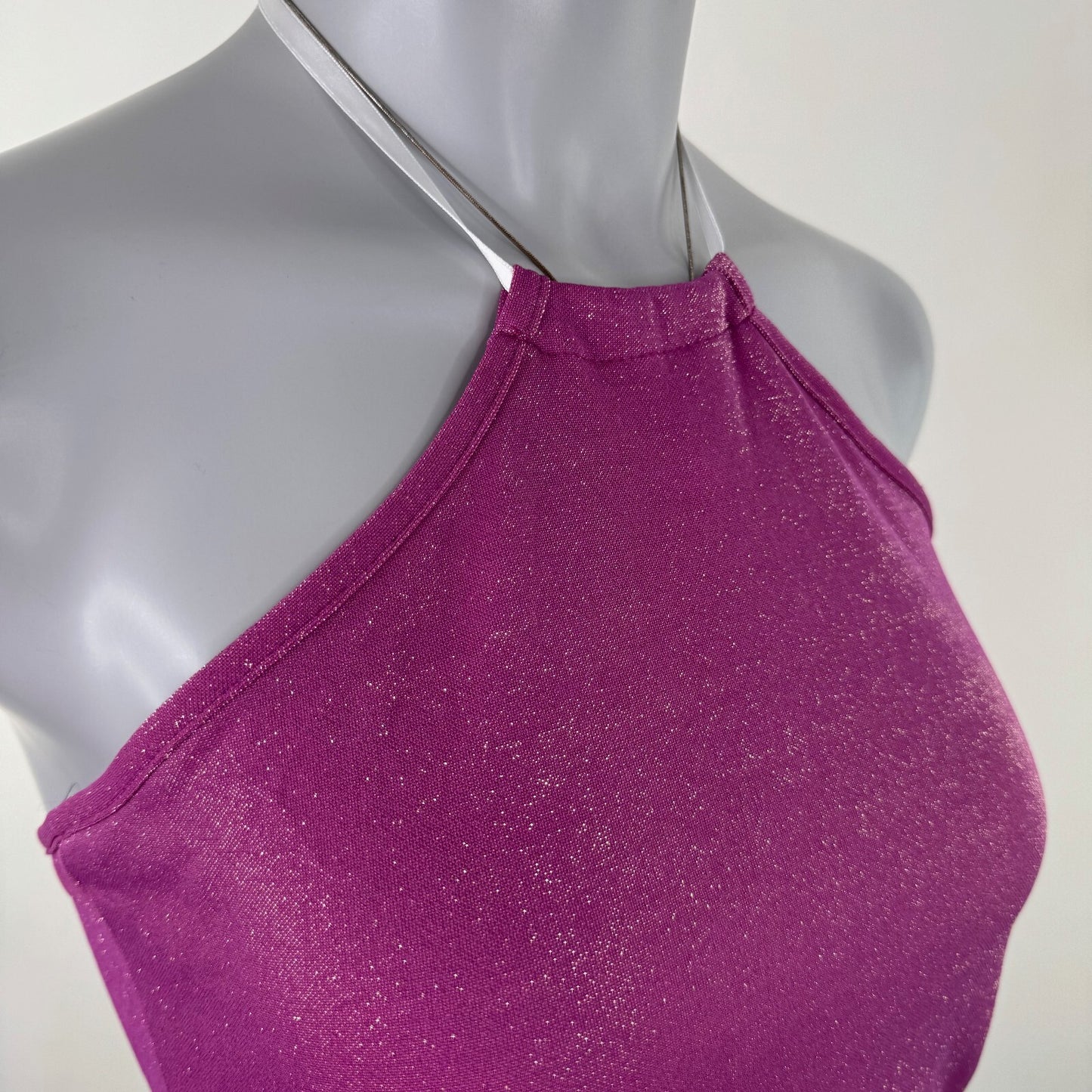 Y2K vintage halter neck top sparkly glitter stretchy fitted party clubbing