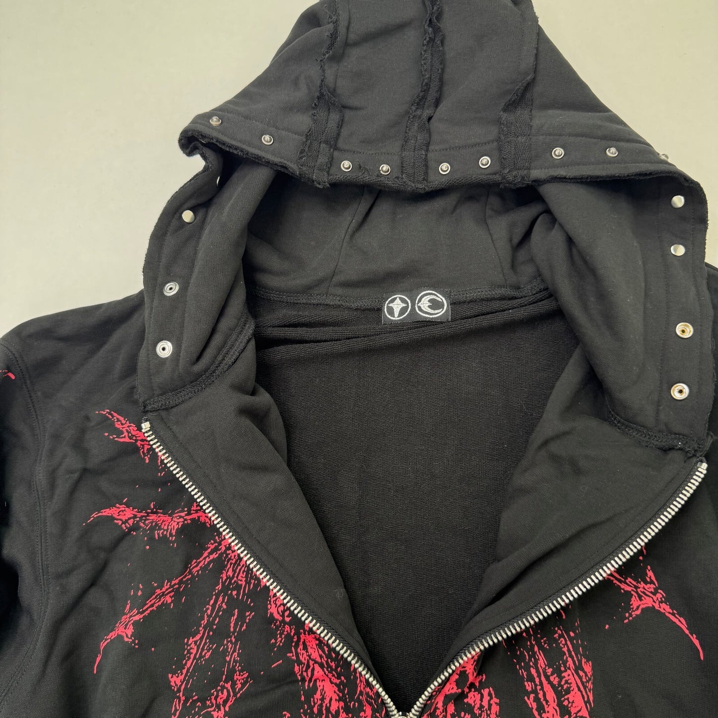 Thug Club dragon hoodie zip up studded red black graphic print