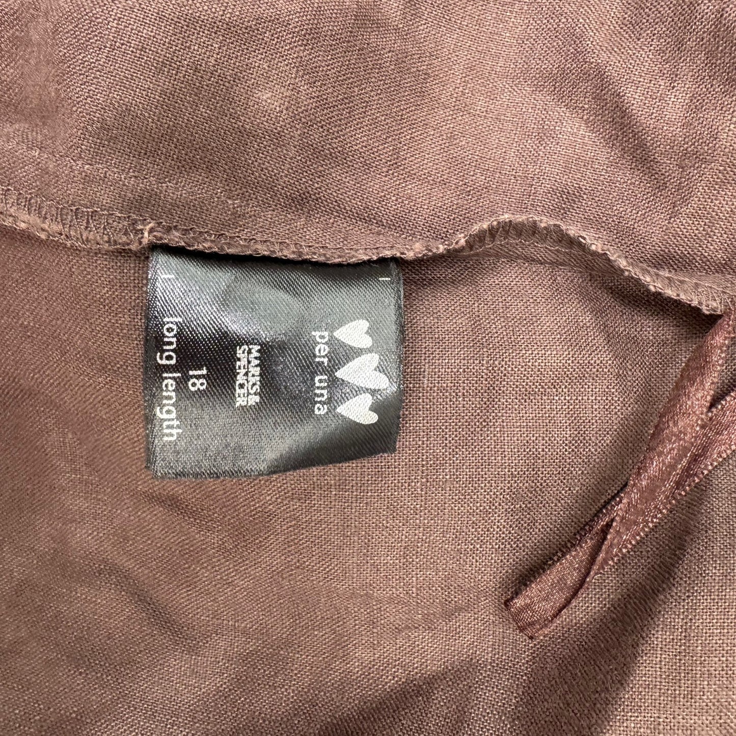 Y2K vintage Per Una maxi skirt 100% linen boho leaf sheer mesh brown a line