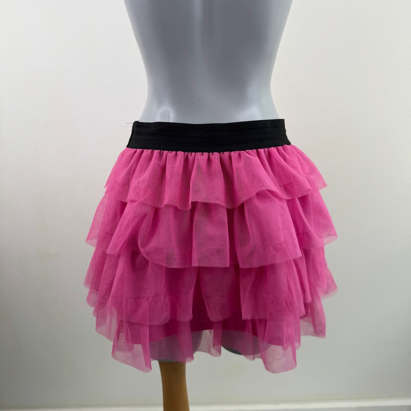 Y2K vintage mini skirt mesh tutu frilly rara tiered pink black ruffle