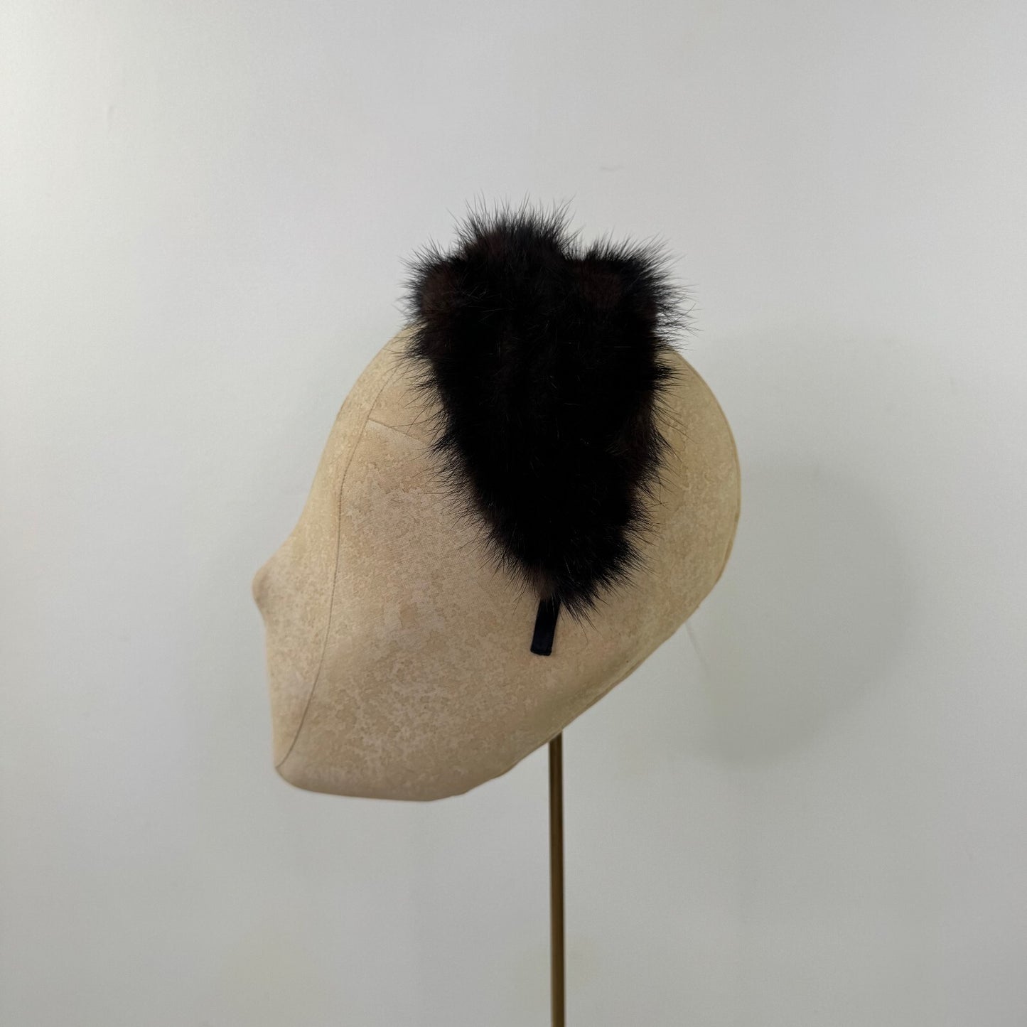 Vintage genuine fur headband hair band dark brown fluffy
