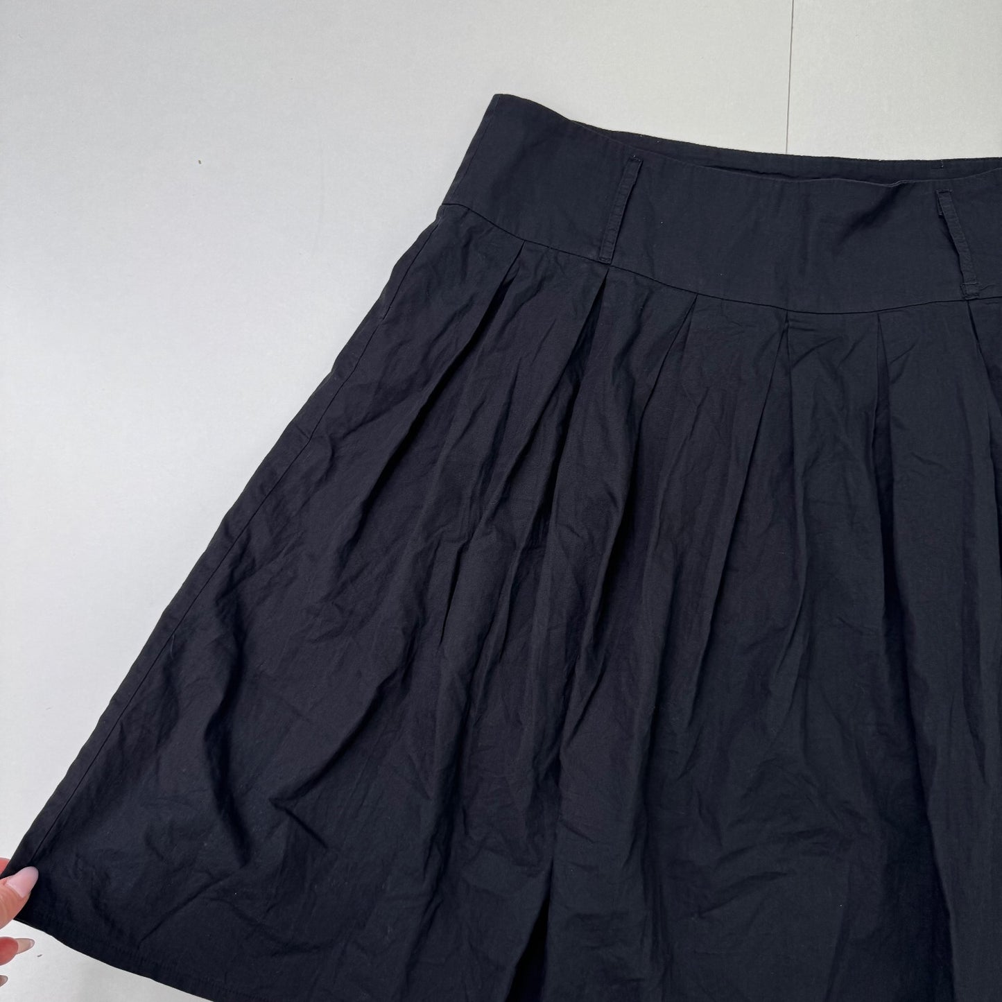 Y2K vintage midi skirt a line pleat knee length puffy black