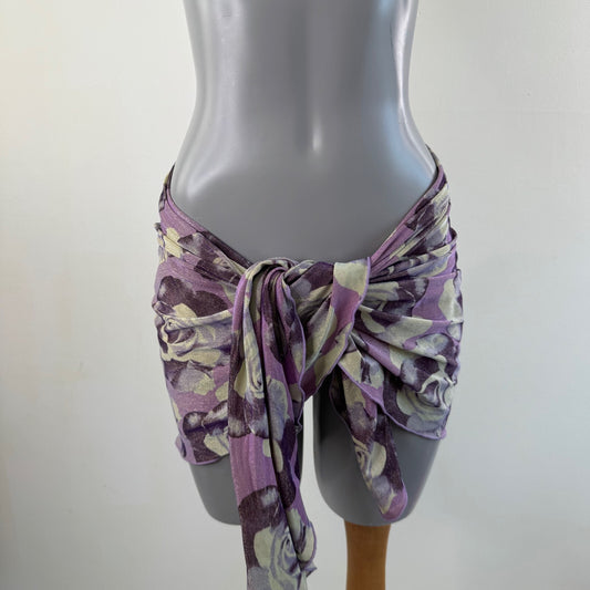 Y2K vintage sarong cover up beach swim rose floral pattern sparkly