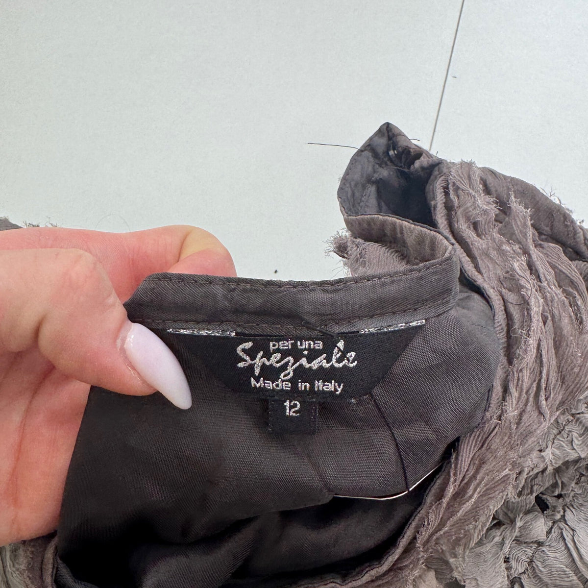Y2K vintage midi skirt part silk ruffle tiered grey asymmetrical ombre Italian