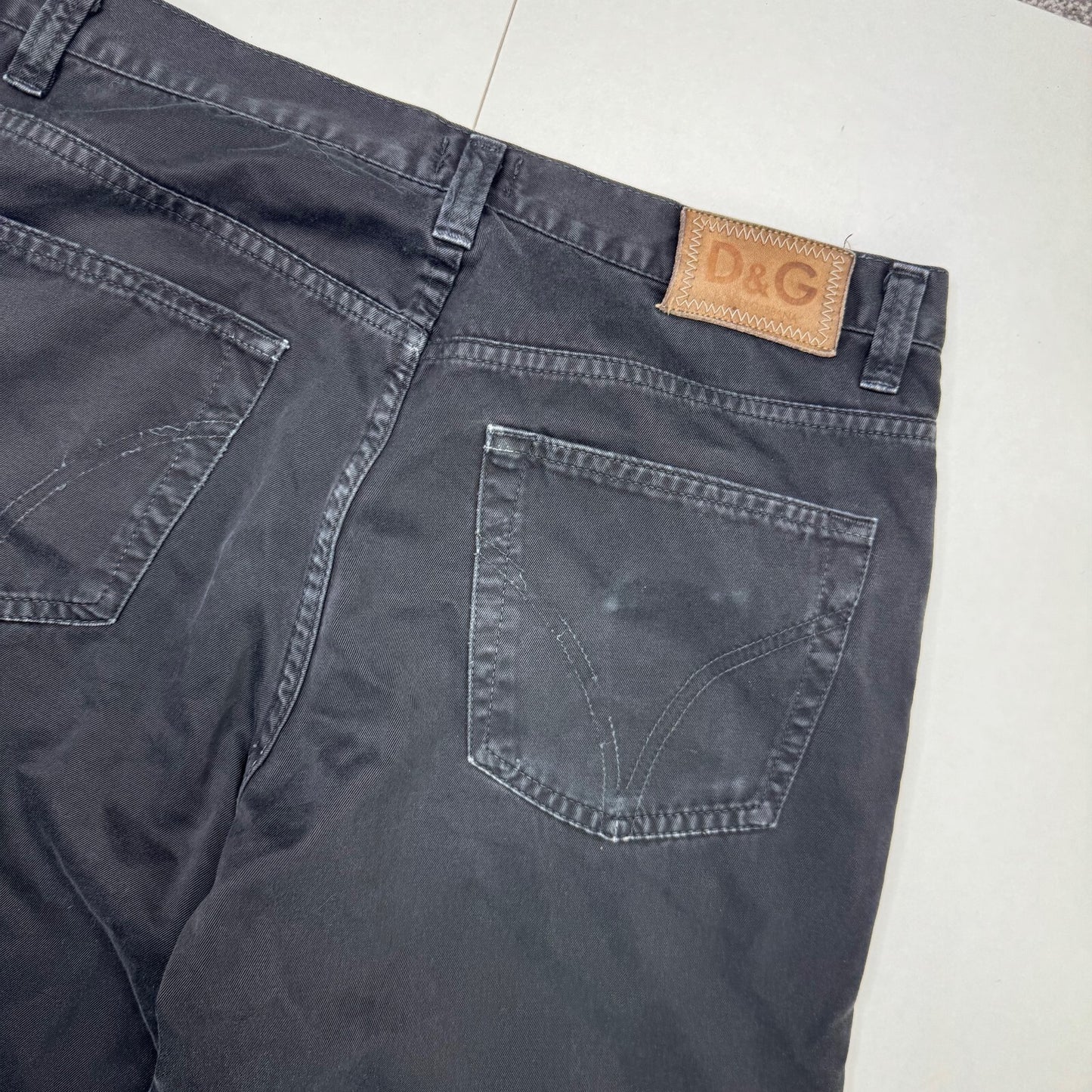 Y2K vintage Dolce & Gabbana straight leg jeans faded black denim wash