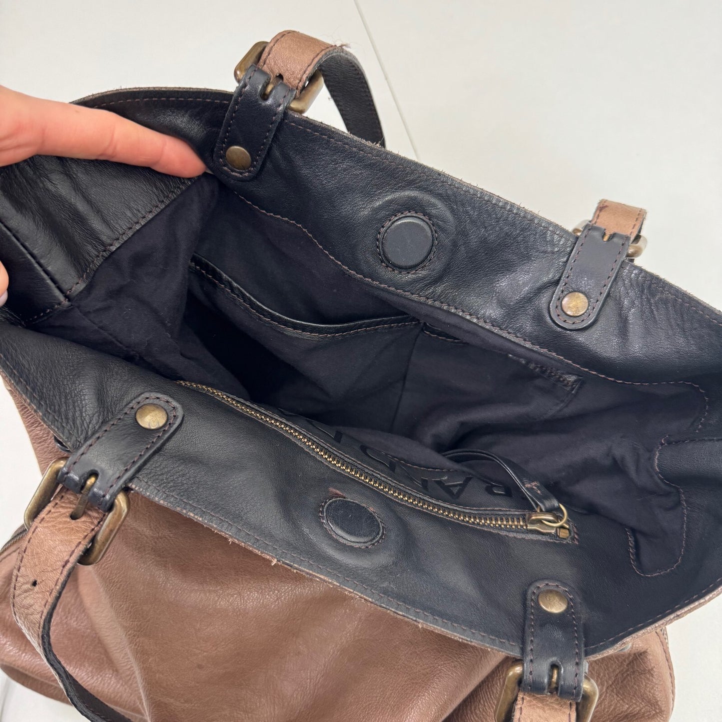 Vintage Gerard Darel Genuine Leather Large Shoulder Tote Bag Buckle Slouchy Boho