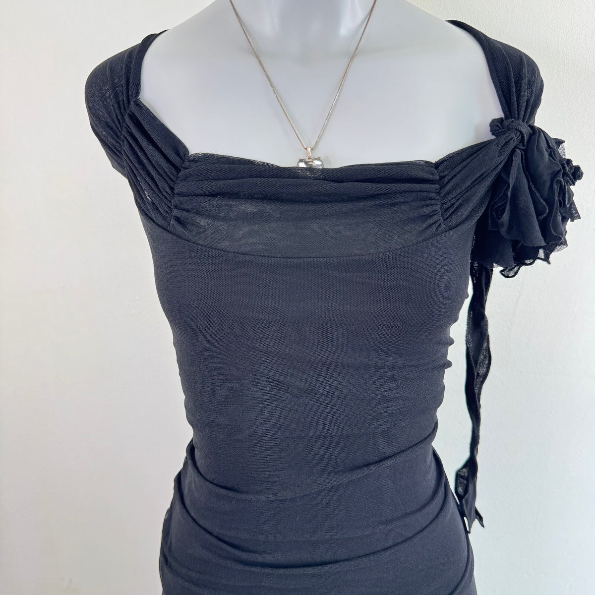 Y2K vintage Per Una mesh maxi dress fairy ruched asymmetrical floral
