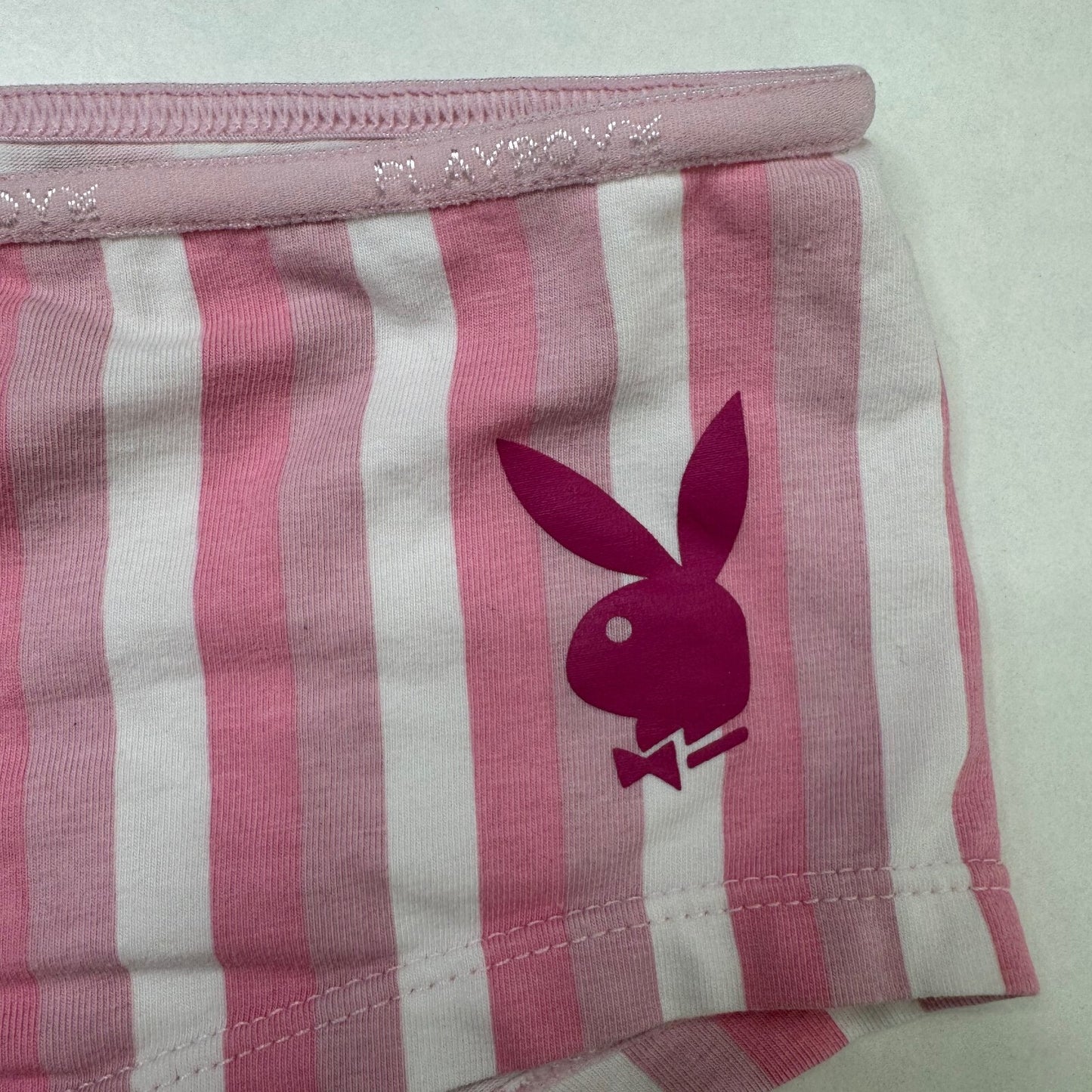 Y2K vintage Playboy knickers pants stripe pink white bow
