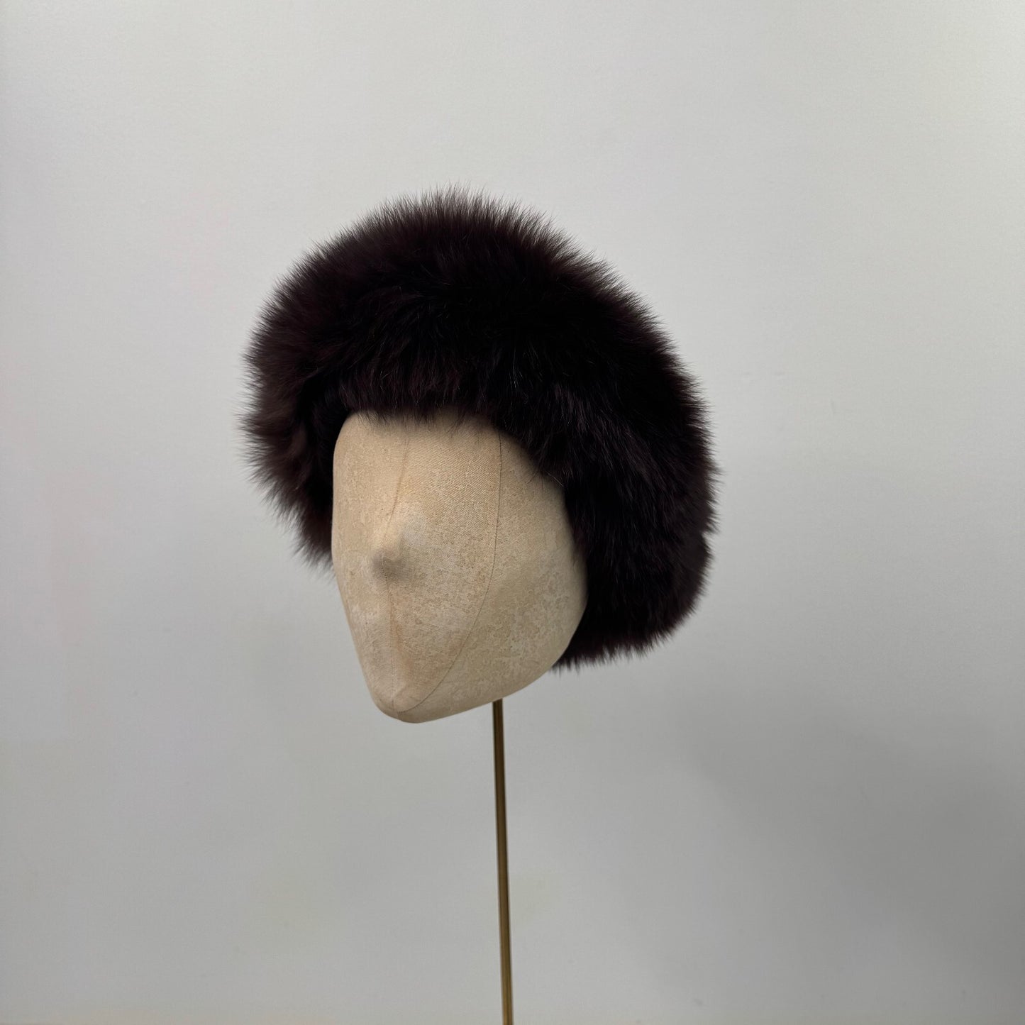 Y2K vintage genuine fur headband brown fluffy winter