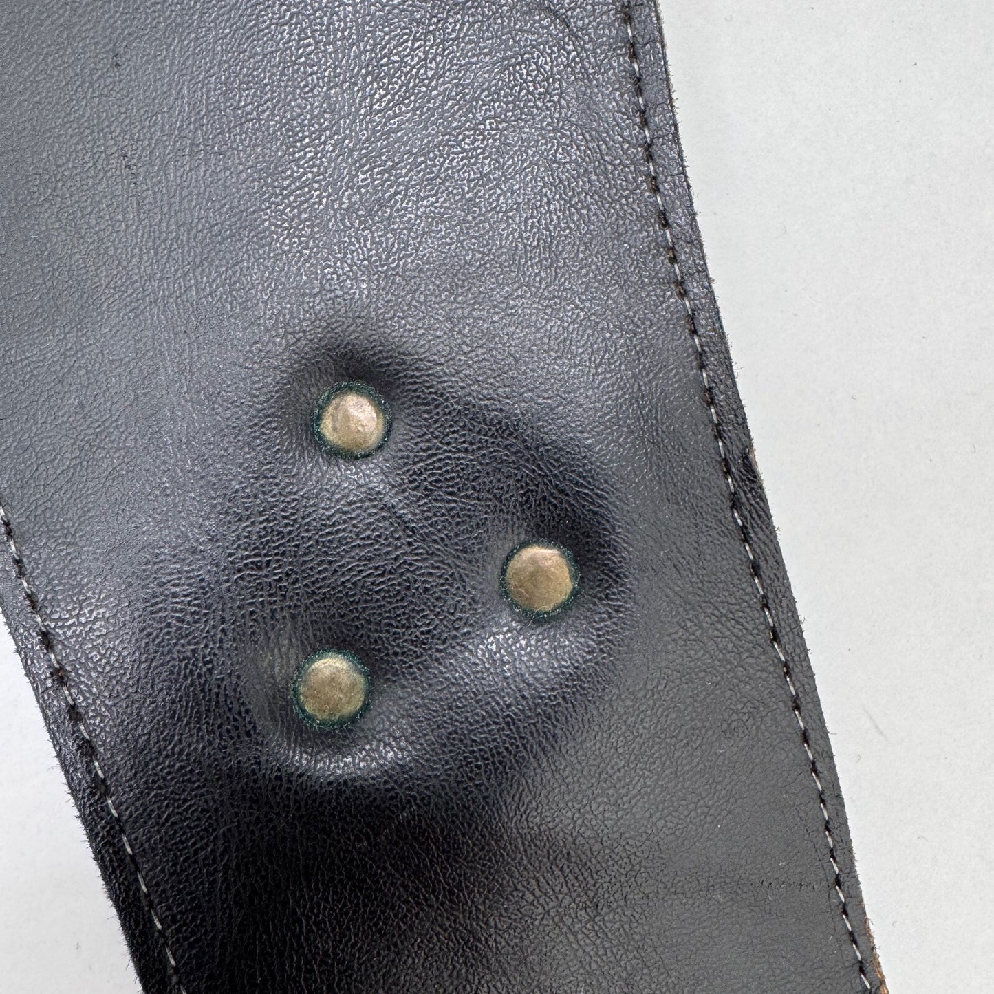 Vintage genuine leather belt chunky rhinestone buckle asymmetrical croc oversize