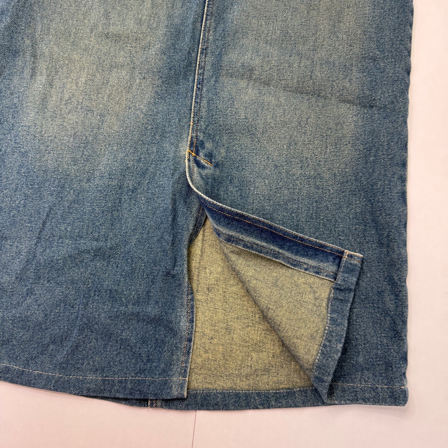 Y2K vintage midi skirt faded denim dirty blue wash