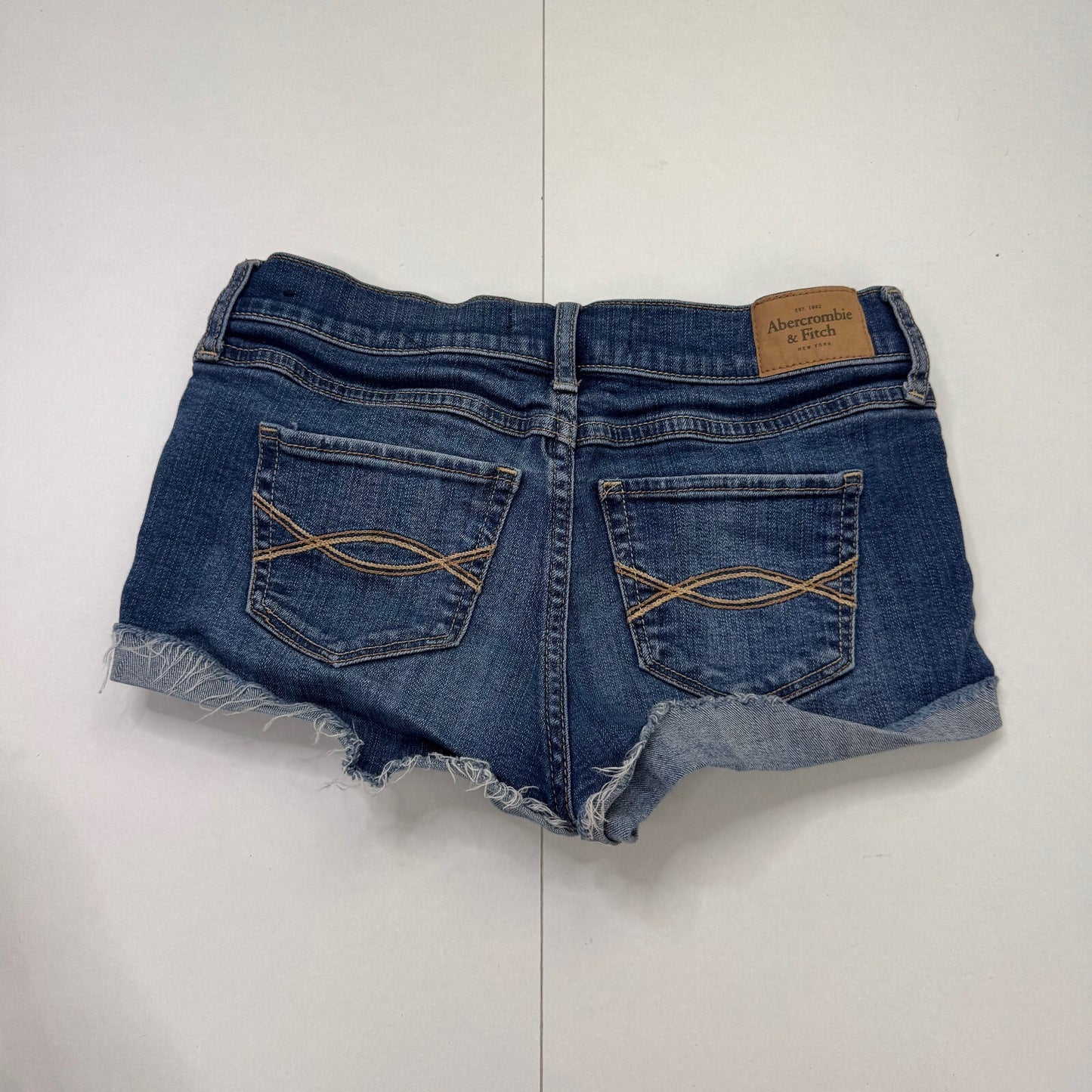 Y2K vintage Abercrombie & Fitch mini shorts denim distressed stretchy faded