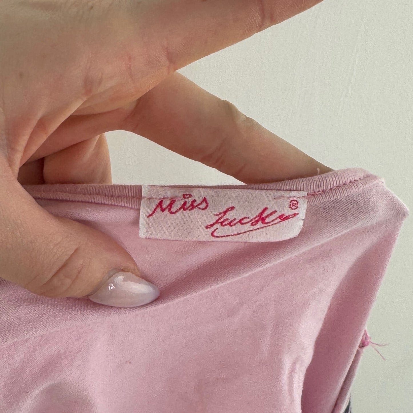 Y2K vintage long sleeve top pin up studs stripe lace up back fitted baby pink