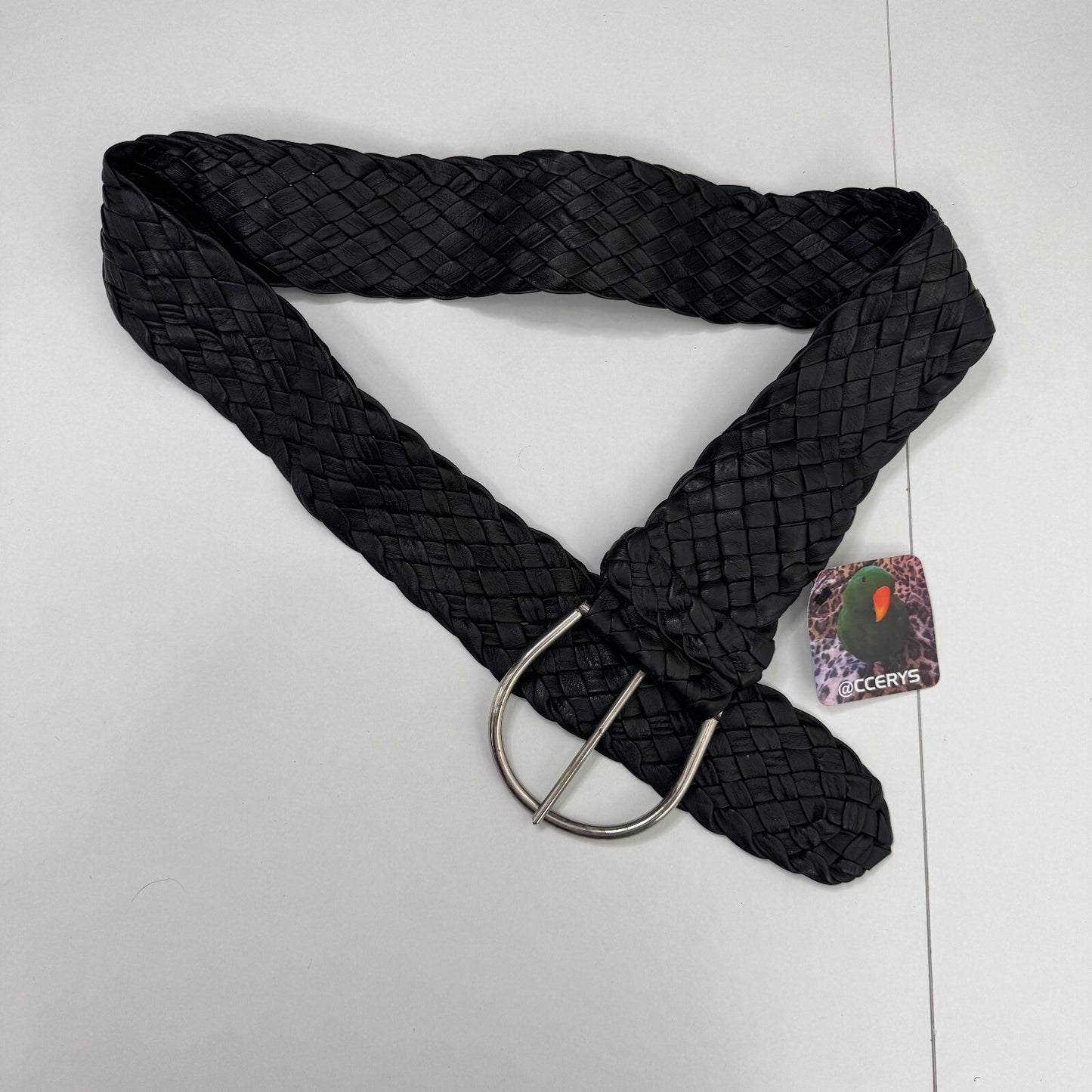 Y2K vintage belt leather chunky oversize woven black silver thick boho